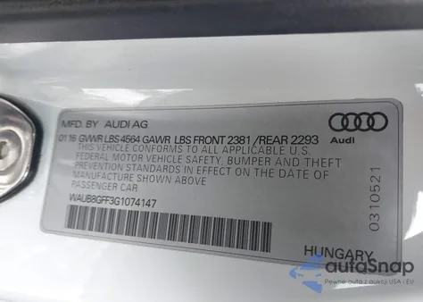 2016 Audi A3 2.0T Premium from USA, damaged, VIN WAUB8GFF3G1074147